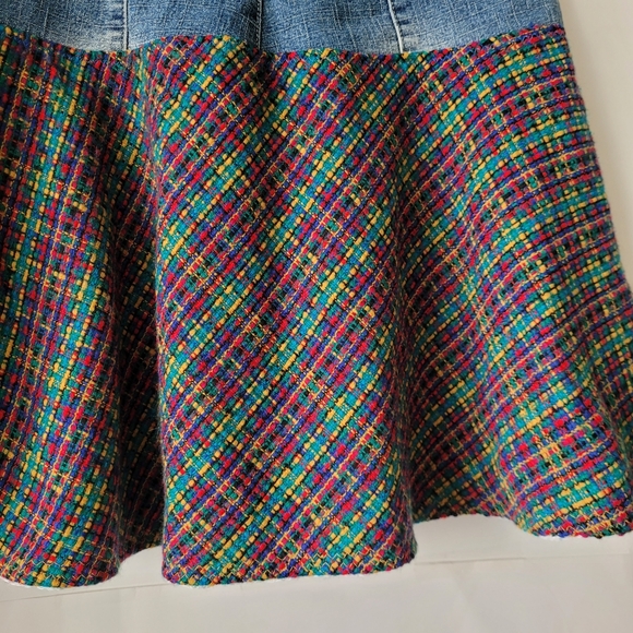 Y2K Mall Goth Punk Grunge Denim And Plaid Tweed Corset Waist Miniskirt Medium - Picture 8 of 12